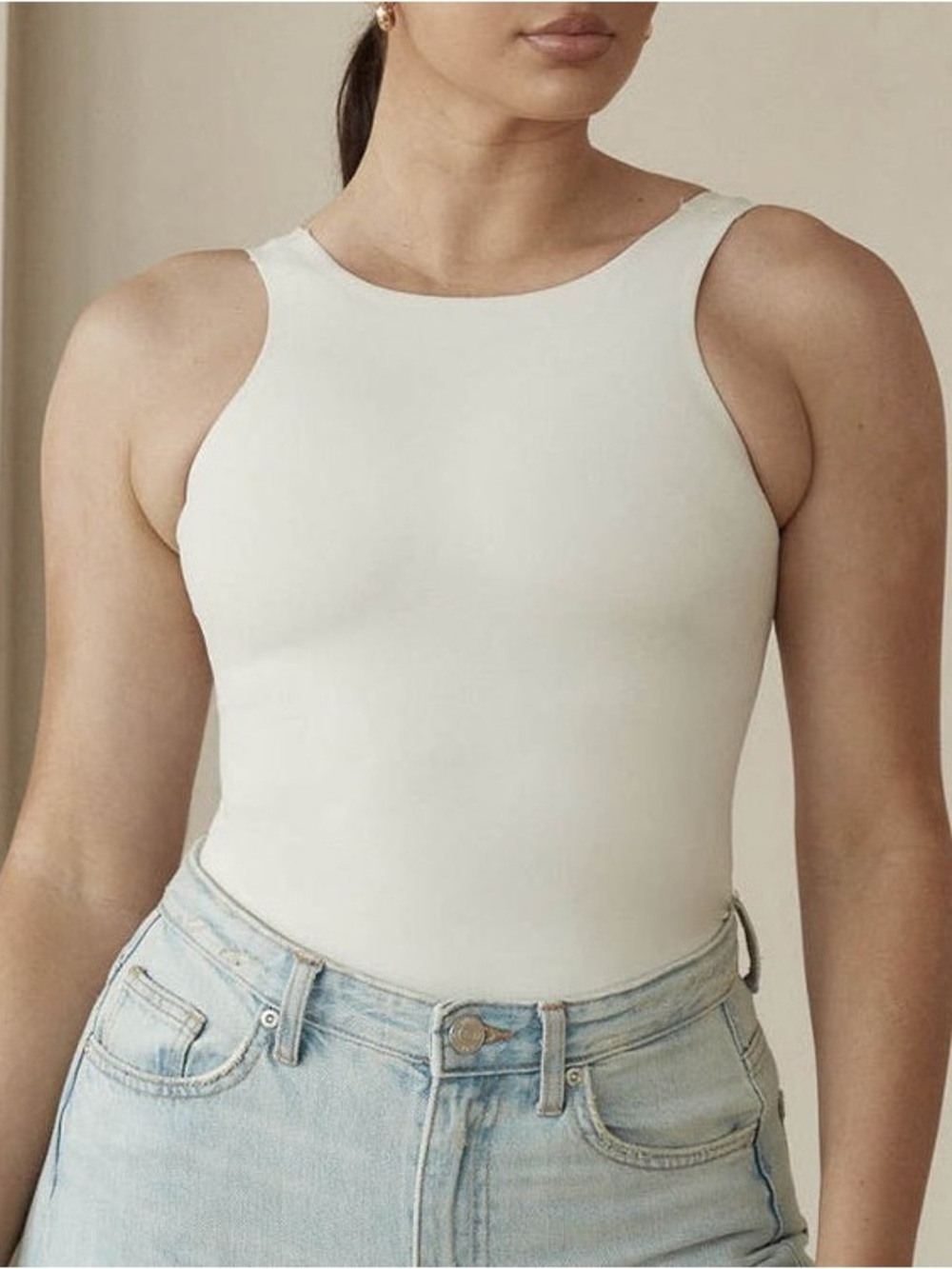 Pinsy High Neck Bonded Shapesuit Cream Size 1X NWT Bodysuit